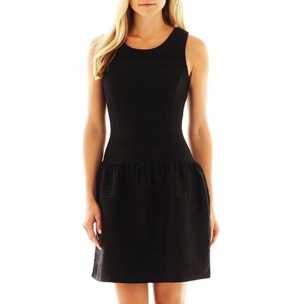 Worthington Sleeveless Pintuck Black Dress